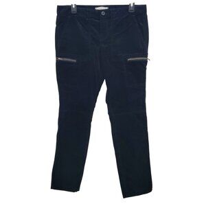 Ann Taylor LOFT Black Velvet Velour Mid Rise Thigh Zip Skinny Leg Cargo Pants 8‎